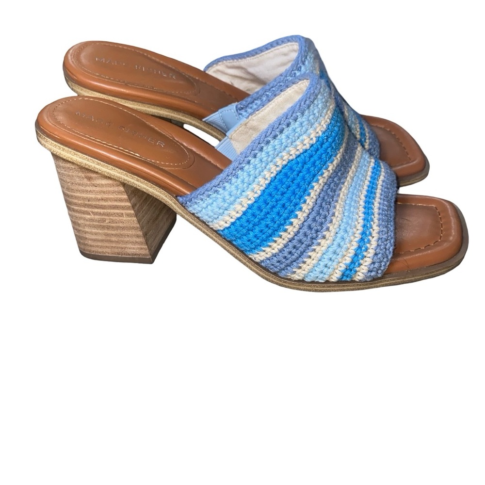 Marc Fisher Blue and White Striped platform sandals size 8.5 - Picture 3 of 9